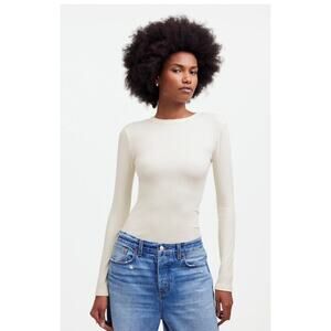 NWT Madewell Drapey Rib Long-Sleeve Tee Brown M